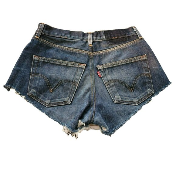 Levi's Shorts Womans Button Fly Dark Wash Cut-Offs See Measurements 30" JJ1506 - Picture 2 of 6